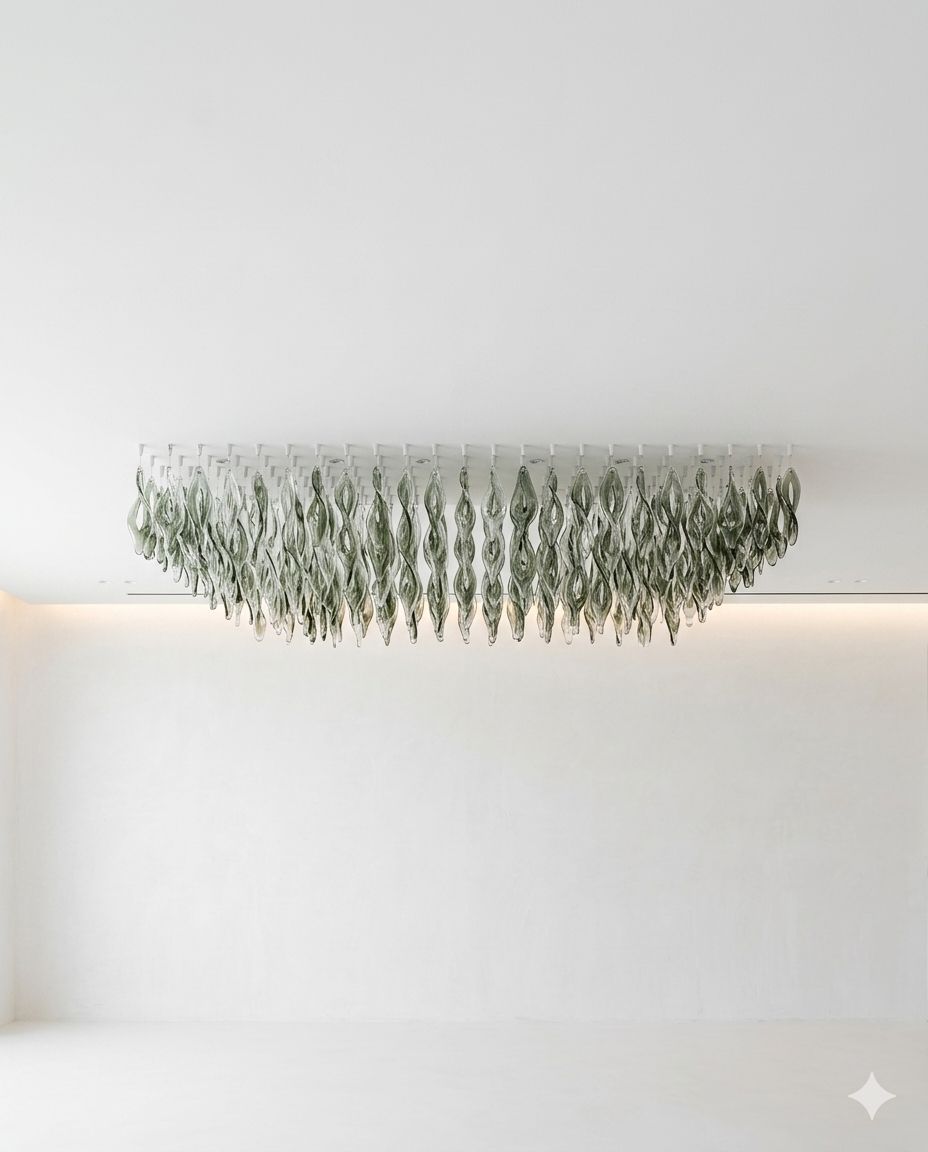 Modern Custom Black & White Crystal Chandelier LED Ceiling Light – Luxury Rectangular Hanging Drop Chandelier