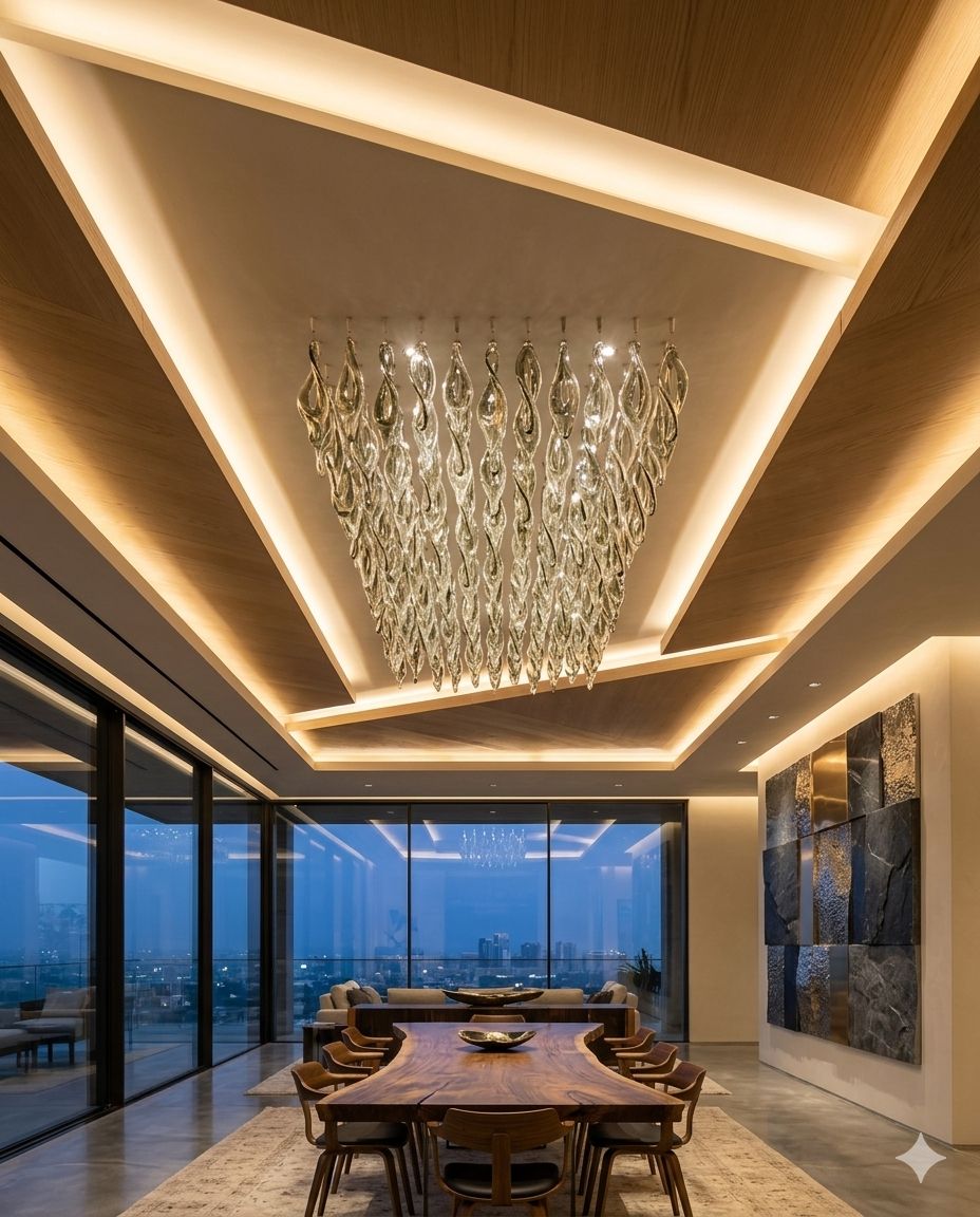 Modern Custom Black & White Crystal Chandelier LED Ceiling Light – Luxury Rectangular Hanging Drop Chandelier