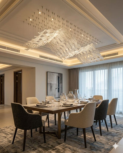 Luxury Wave Crystal Chandelier LED Ceiling Light – Custom Modern Hanging Ceiling Design (3m & 2m Options)