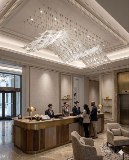 Luxury Wave Crystal Chandelier LED Ceiling Light – Custom Modern Hanging Ceiling Design (3m & 2m Options)