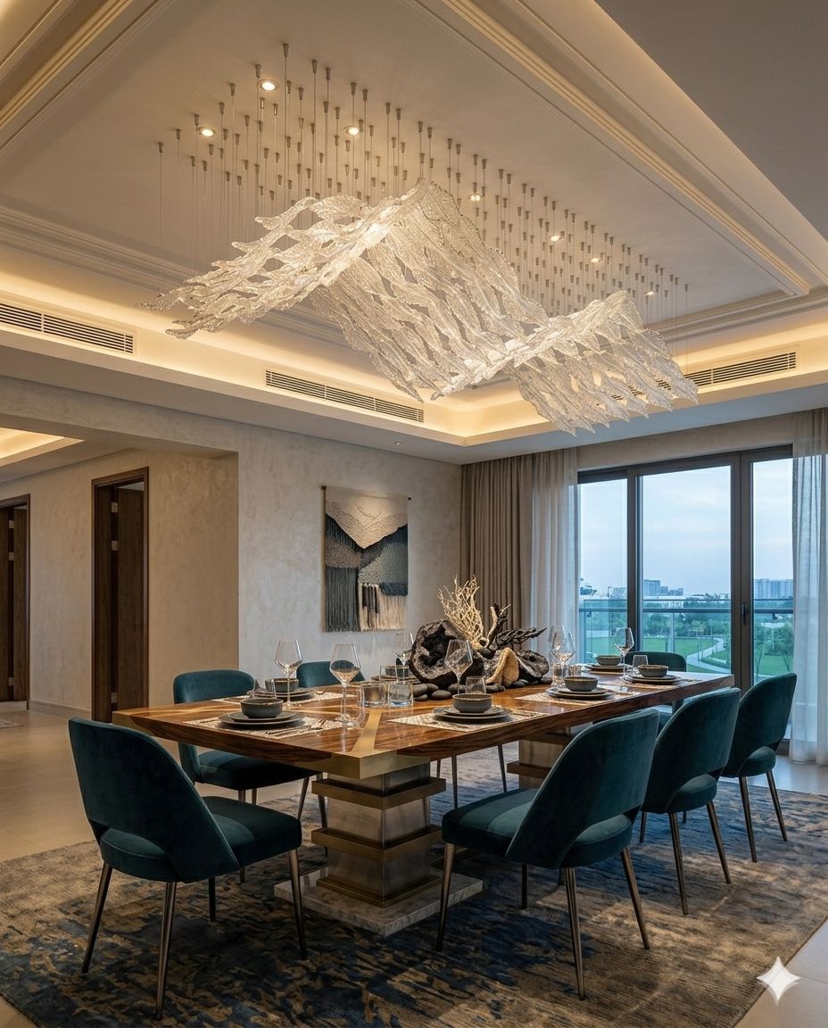 Luxury Wave Crystal Chandelier LED Ceiling Light – Custom Modern Hanging Ceiling Design (3m & 2m Options)