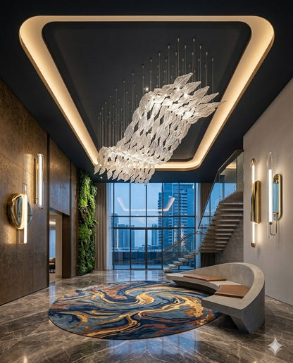 Luxury Wave Crystal Chandelier LED Ceiling Light – Custom Modern Hanging Ceiling Design (3m & 2m Options)