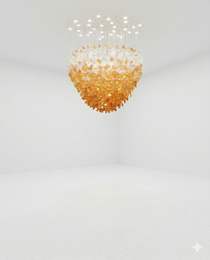 Custom Orange & White Modern Hanging Light for Hallway, Staircase & High Ceiling Interior