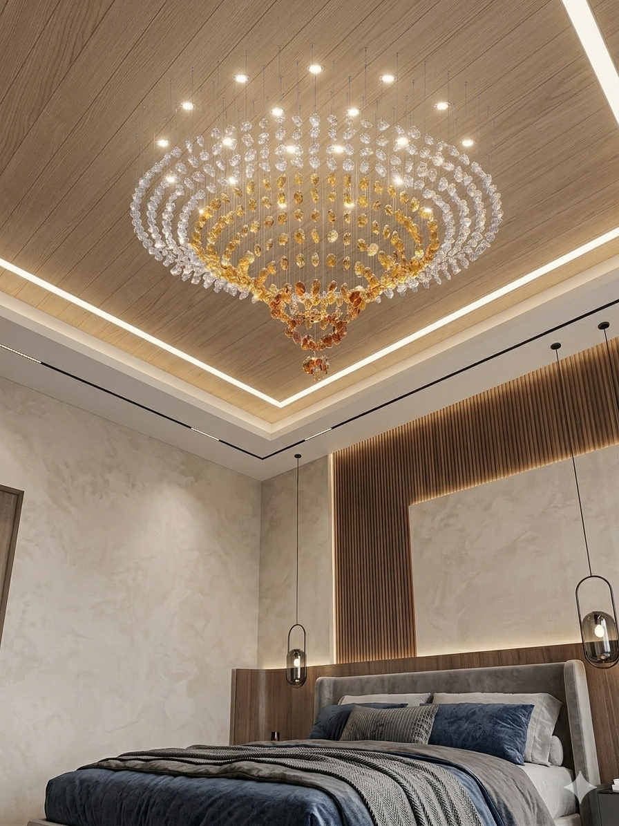 Custom Luxury Geometric Conical Raindrop Chandelier