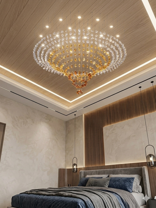 Custom Luxury Geometric Conical Raindrop Chandelier