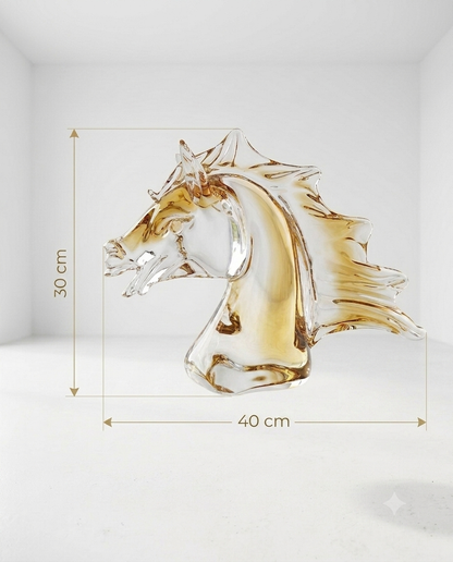 Crystal Horse Sculpture, Luxury Corporate Gift, Expensive Gift, Limited Edition Decor, Amber Crystal Art.