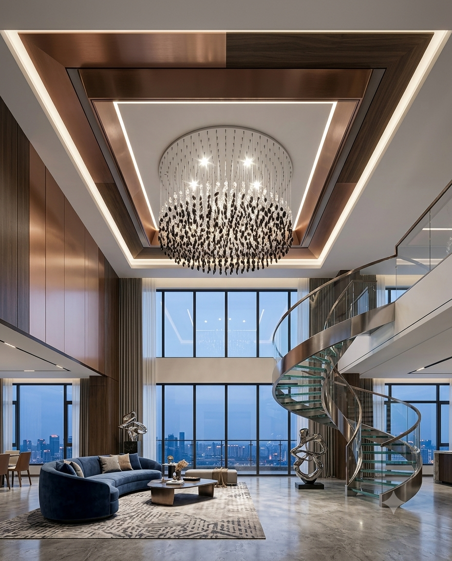 Custom Round Crystal Chandelier | Modern Black & White Dual-Tone Light (1M / 1.2M)⁠
