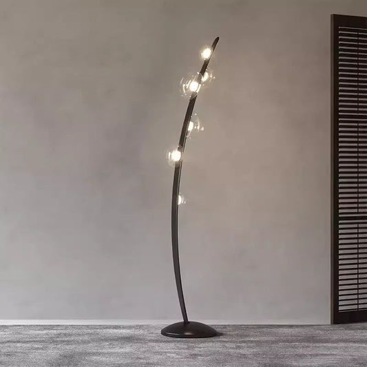 Modern Curved Multi-Globe Floor Lamp – Contemporary Artistic Standing Light