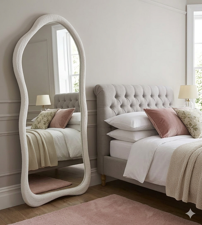 Modern Wavy Full-Length Decorative Mirror – Luxury Floor Standing Mirror