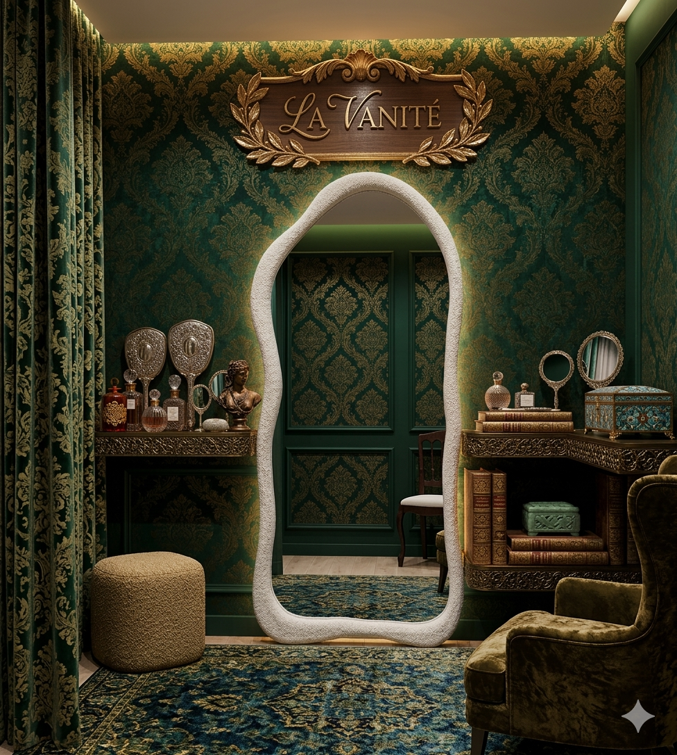 Modern Wavy Full-Length Decorative Mirror – Luxury Floor Standing Mirror