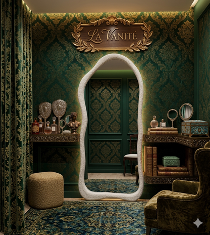 Modern Wavy Full-Length Decorative Mirror – Luxury Floor Standing Mirror