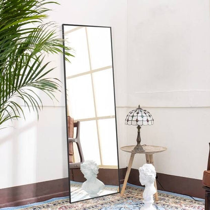 Modern Full Length Standing Floor Mirror 170 × 60 cm – Minimalist Black Frame Dressing Mirror for Bedroom & Living Room