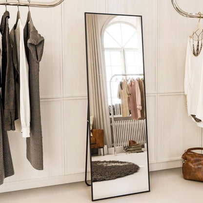 Modern Full Length Standing Floor Mirror 170 × 60 cm – Minimalist Black Frame Dressing Mirror for Bedroom & Living Room