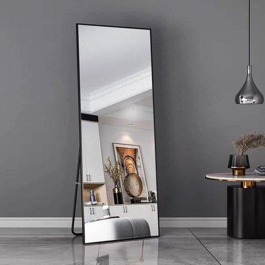 Modern Full Length Standing Floor Mirror 170 × 60 cm – Minimalist Black Frame Dressing Mirror for Bedroom & Living Room