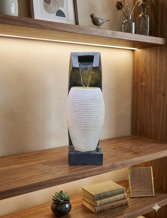 Modern Slate & Sandstone Tiered Tabletop Fountain