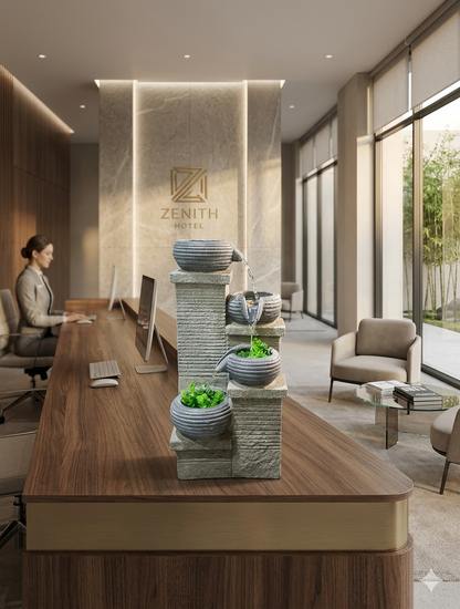 Multi-Tiered Stone Cascade Fountain