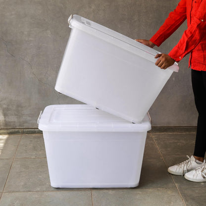 Heavy Duty Multipurpose Storage Box with Wheels – Stackable Plastic Organizer Container