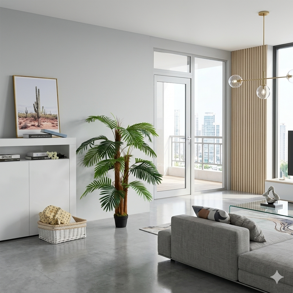 Faux 120cm Multi-Trunk Areca Palm in Modern Apartment Decor