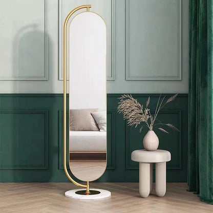 The Luxe Pivot: 175cm Rotating Full-Length Floor Mirror & Integrated Valet Stand