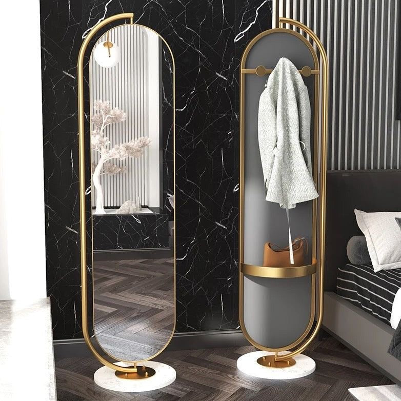 The Luxe Pivot: 175cm Rotating Full-Length Floor Mirror & Integrated Valet Stand