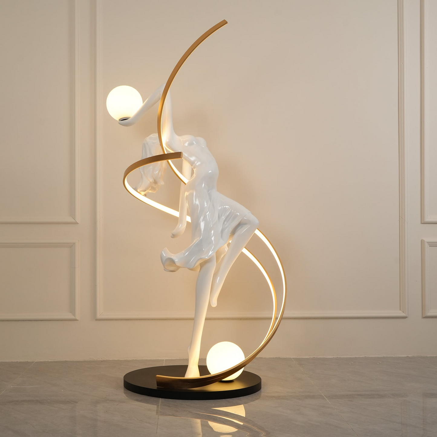 Modern Dancer Floor Sculpture Abstract Female Statue for Luxury Home & Hotel Decor