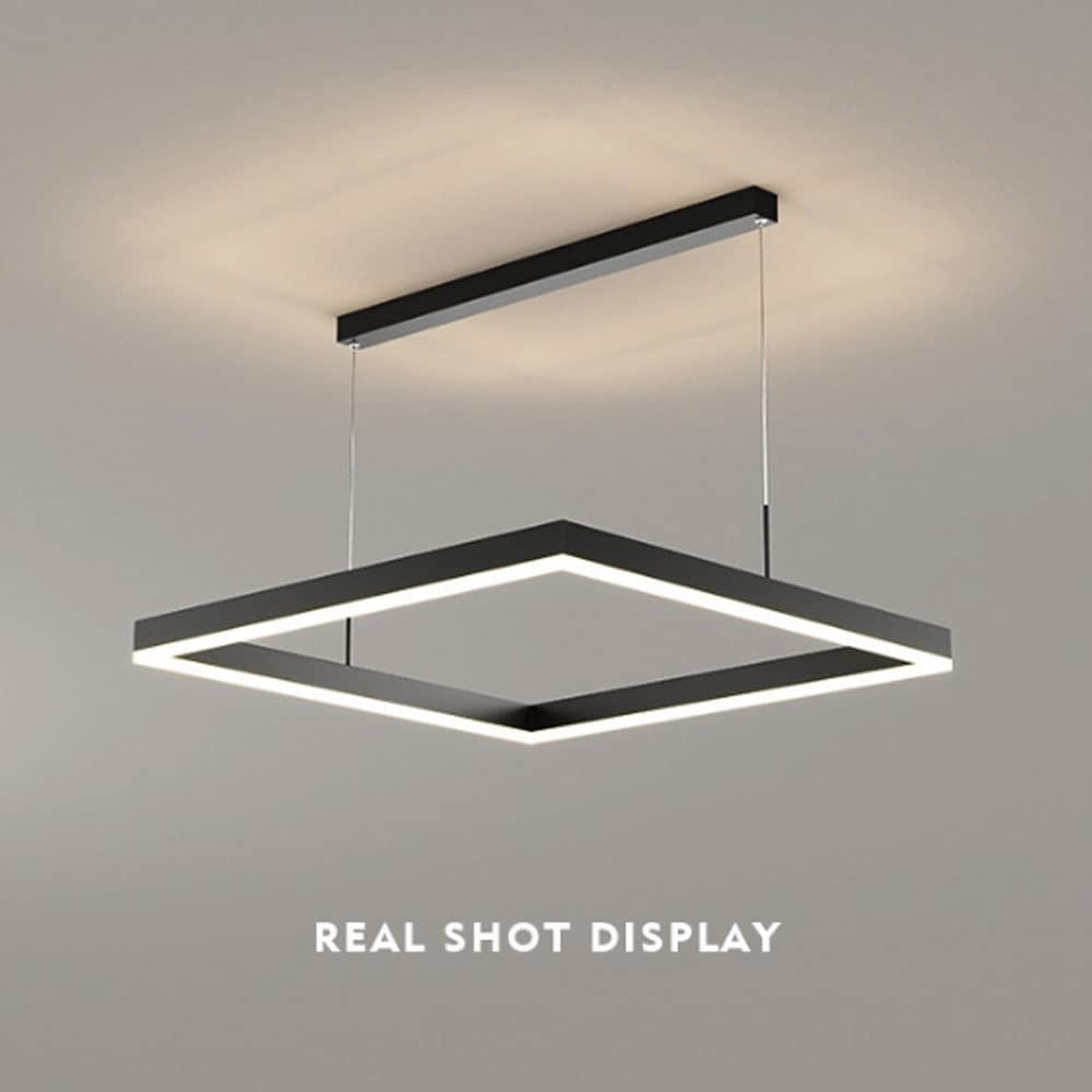80cm Modern Square LED Pendant Light – Black Minimalist Hanging Lamp for Dining Table & Living Room