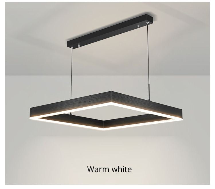 80cm Modern Square LED Pendant Light – Black Minimalist Hanging Lamp for Dining Table & Living Room