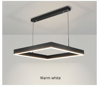 80cm Modern Square LED Pendant Light – Black Minimalist Hanging Lamp for Dining Table & Living Room