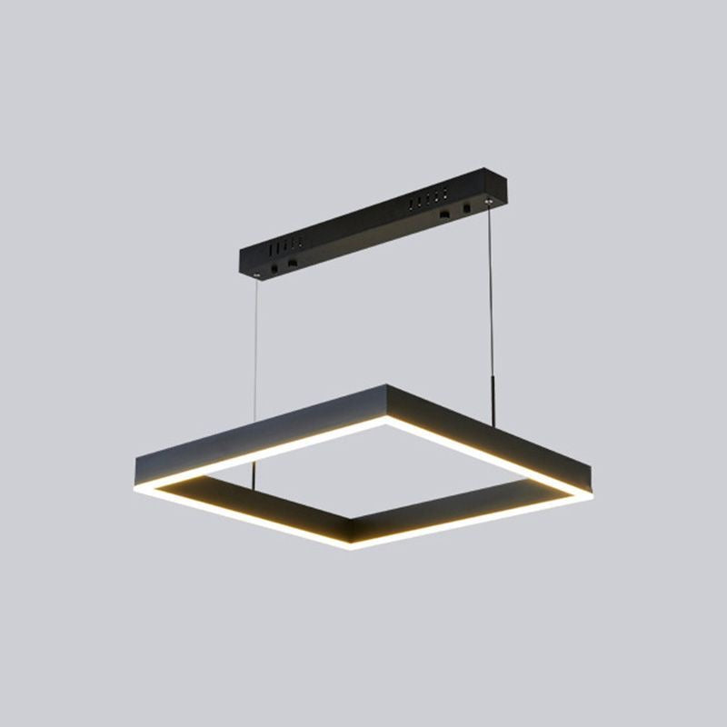 80cm Modern Square LED Pendant Light – Black Minimalist Hanging Lamp for Dining Table & Living Room