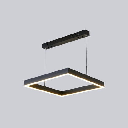 80cm Modern Square LED Pendant Light – Black Minimalist Hanging Lamp for Dining Table & Living Room