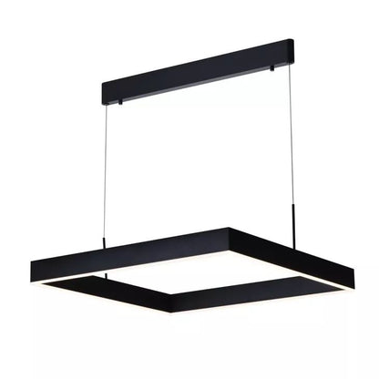 80cm Modern Square LED Pendant Light – Black Minimalist Hanging Lamp for Dining Table & Living Room