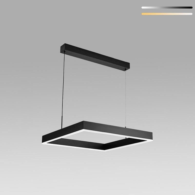 80cm Modern Square LED Pendant Light – Black Minimalist Hanging Lamp for Dining Table & Living Room