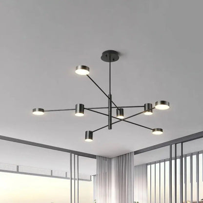 6 Heads Rotatable Chandelier Light – Modern Black Adjustable Hanging Ceiling Lamp