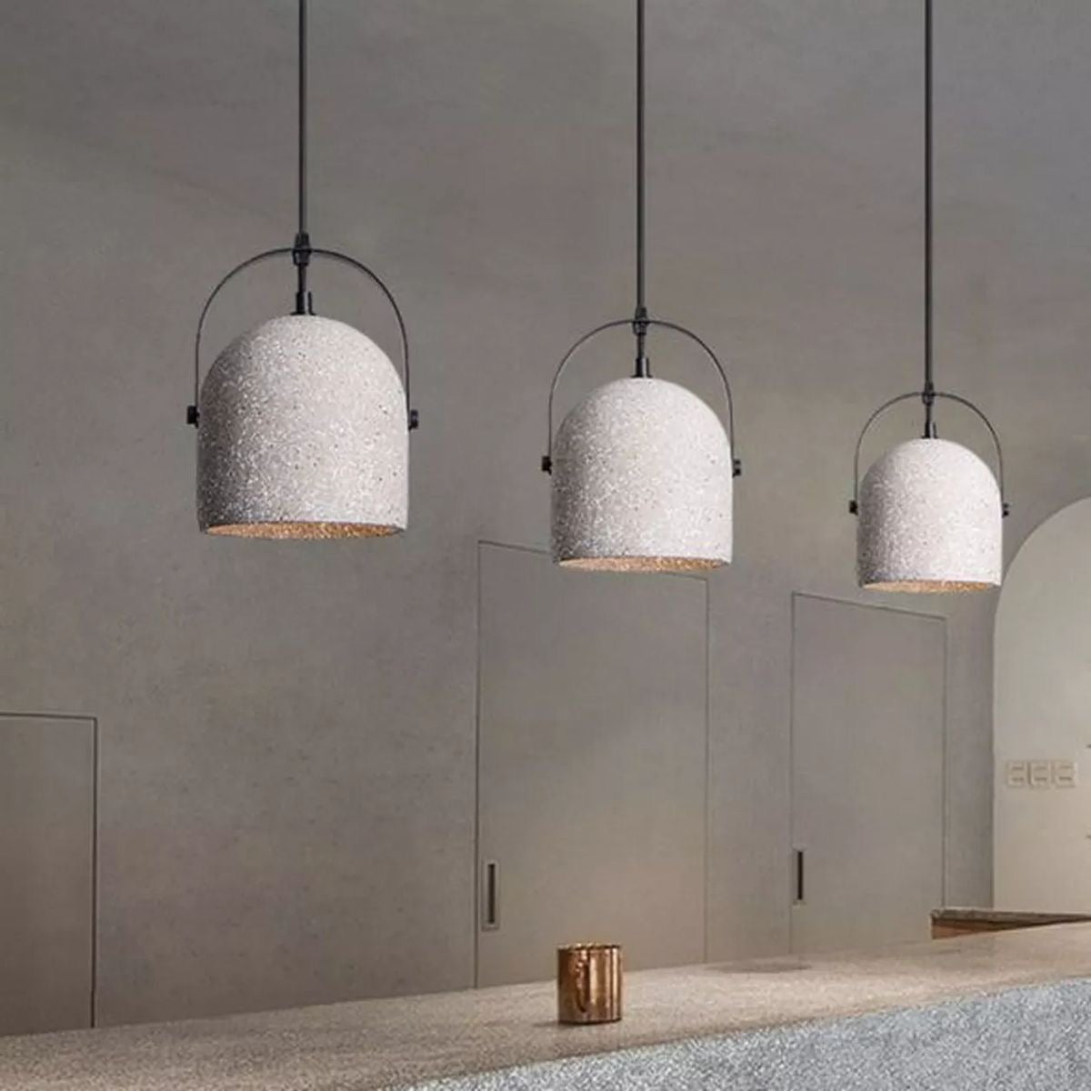 Concrete Pendant Light – Modern Industrial Hanging Ceiling Lamp with E27 Holder