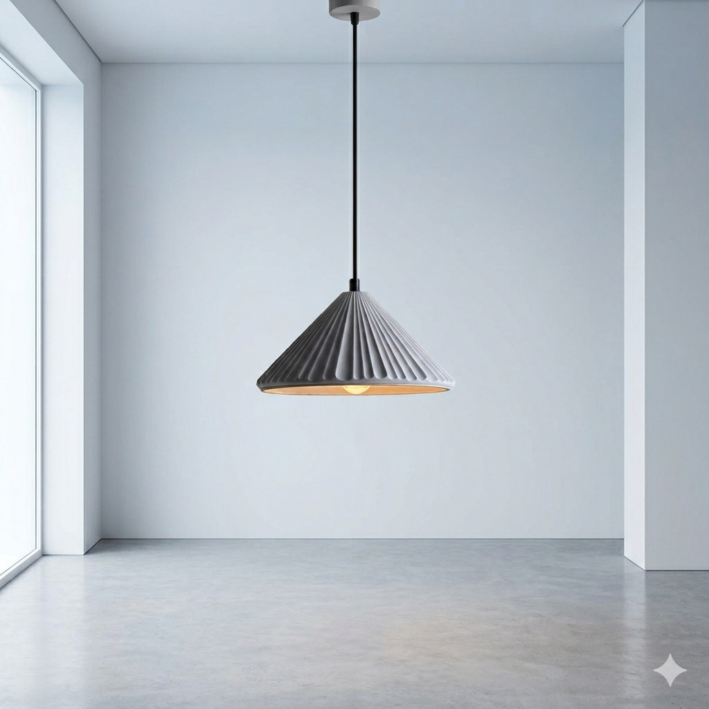 Vintage Cement Pendant Light – Industrial Hanging Ceiling Lamp in Gray & Orange