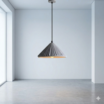 Vintage Cement Pendant Light – Industrial Hanging Ceiling Lamp in Gray & Orange