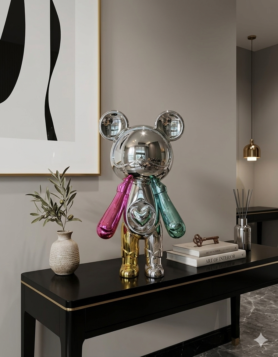 Modern Multicolor Bear Sculpture Lamp – Luxury Decorative Art Collection And Gifting