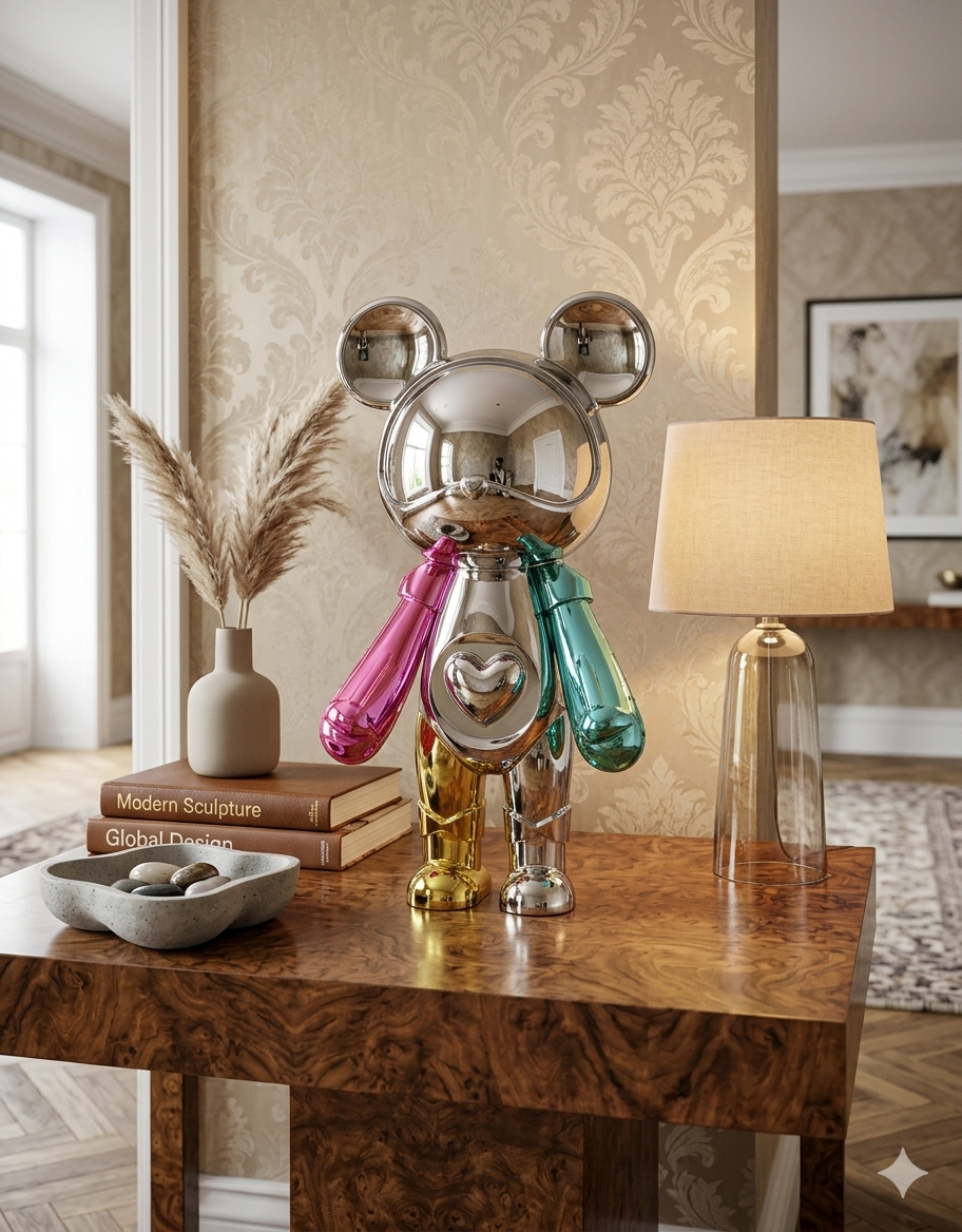 Modern Multicolor Bear Sculpture Lamp – Luxury Decorative Art Collection And Gifting