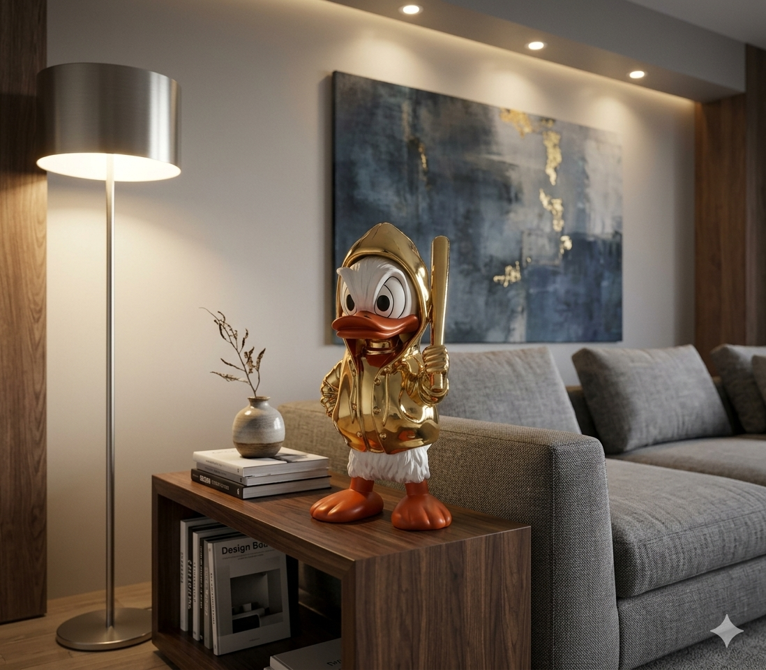 Luxury Duck Gift Sculpture Décor – Modern Gold Character Statue for Home & Office
