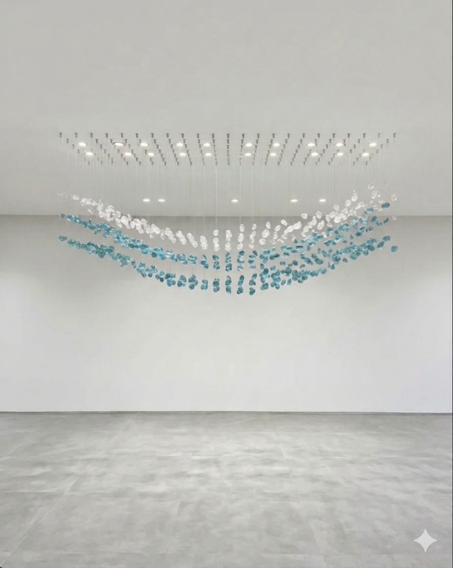 Custom Crystal Wave Chandelier – Modern LED Hanging Light for Ceiling