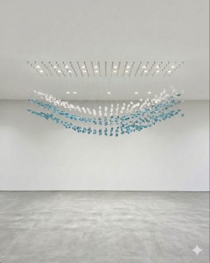 Custom Crystal Wave Chandelier – Modern LED Hanging Light for Ceiling