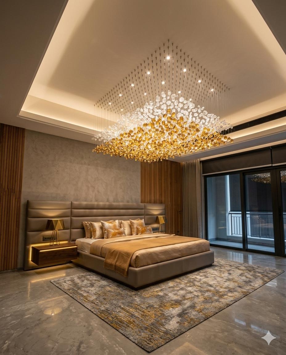 Aurora Dual-Tone Custom Linear Crystal Chandelier with Integrated LED