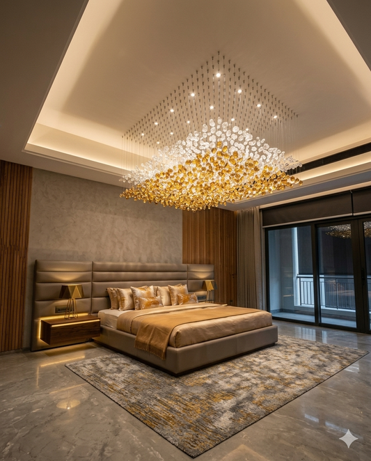 Aurora Dual-Tone Custom Linear Crystal Chandelier with Integrated LED