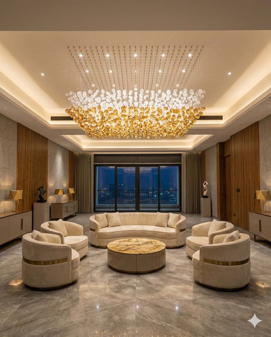 Aurora Dual-Tone Custom Linear Crystal Chandelier with Integrated LED