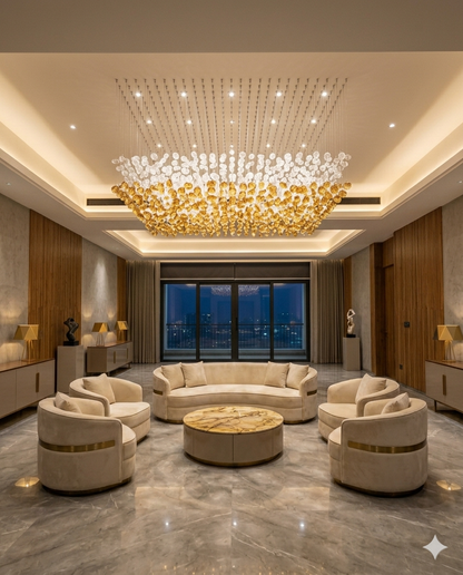 Aurora Dual-Tone Custom Linear Crystal Chandelier with Integrated LED