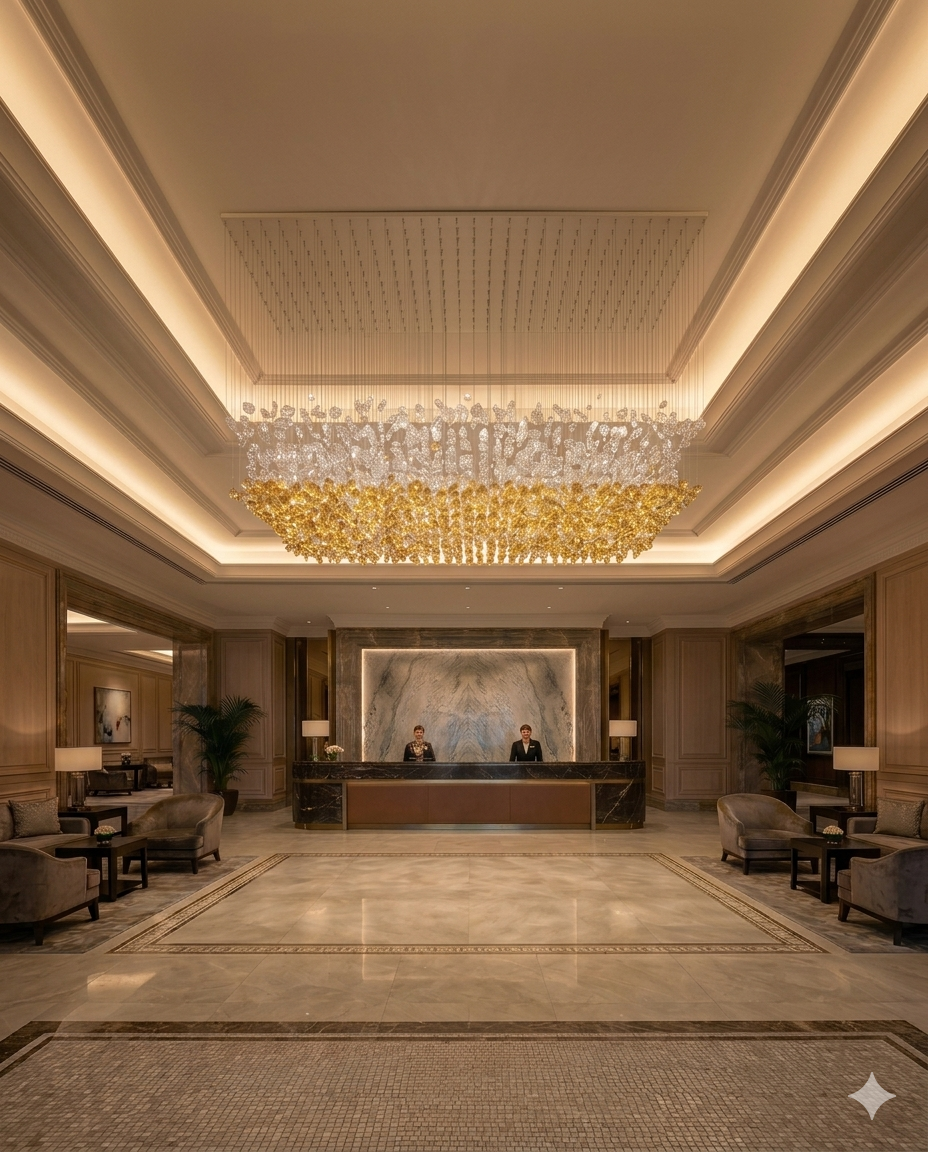Aurora Dual-Tone Custom Linear Crystal Chandelier with Integrated LED