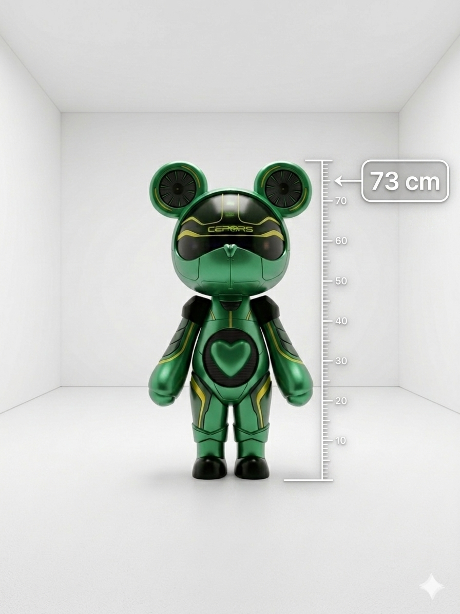 Cyber-Bear Luxury Gift Sculpture | Green Acrylic Designer Art Toy for Home & Office