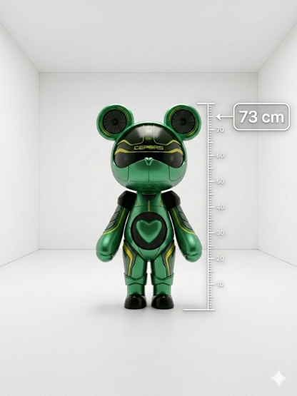 Cyber-Bear Luxury Gift Sculpture | Green Acrylic Designer Art Toy for Home & Office