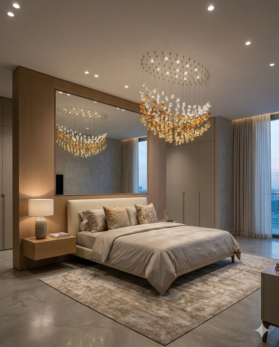 Custom Oval Crystal Drop Chandelier – Modern LED Hanging Light White & Orange