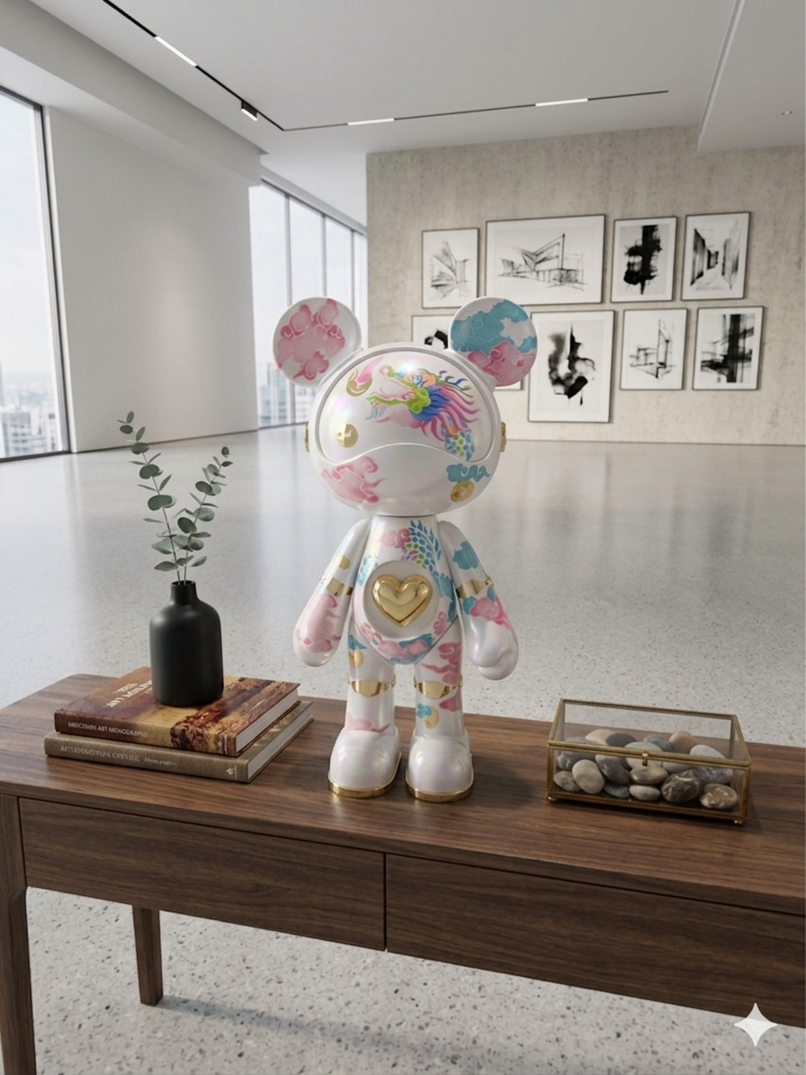 Iridescent Acrylic Bear Sculpture: Exquisitely Made Gift Item
